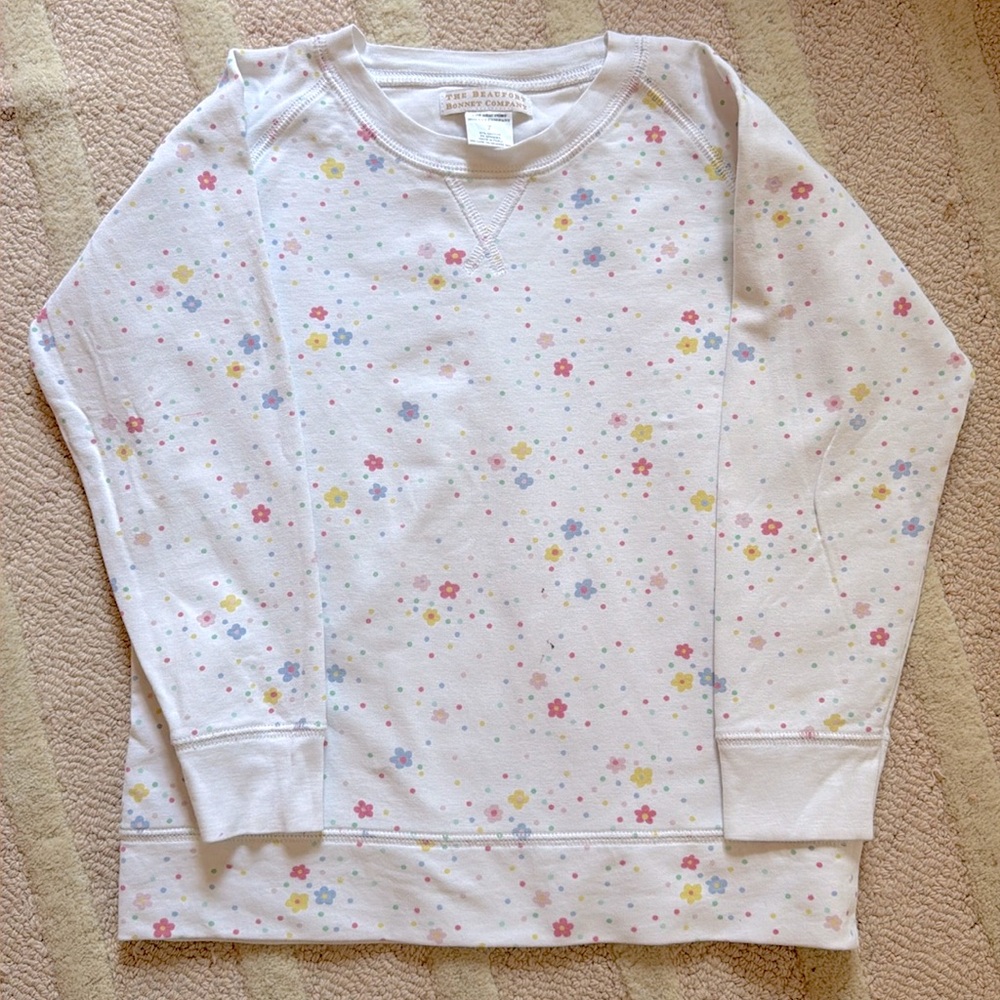 TBBC Cassidy Comfy Crewneck - White Floral - 1 of 2